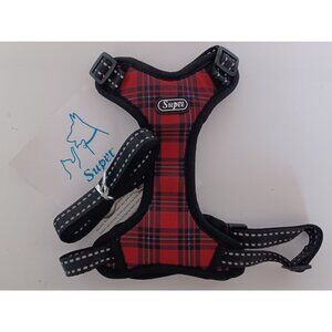 Supet Cat Dog and Cat Medium Harness and leash -Red Plaid